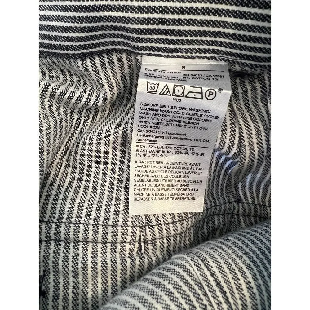 Banana Republic Wide Leg Striped Linen pants Blue White 8